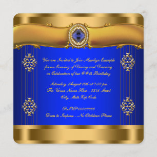 Invitation Anniversaire royal bleu et or