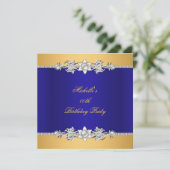 Invitation Anniversaire Royal Blue Pearl Trim Jewel (Debout devant)