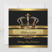 Invitation Anniversaire royal de l'or noir Prince King (Devant)