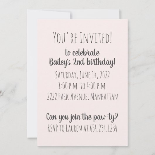 Invitation Anniversaire Royal Rottweiler Chien Reine Couronne (Dos)