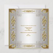 Invitation Anniversaire Royal Silver White Gold Art Déco (Dos)
