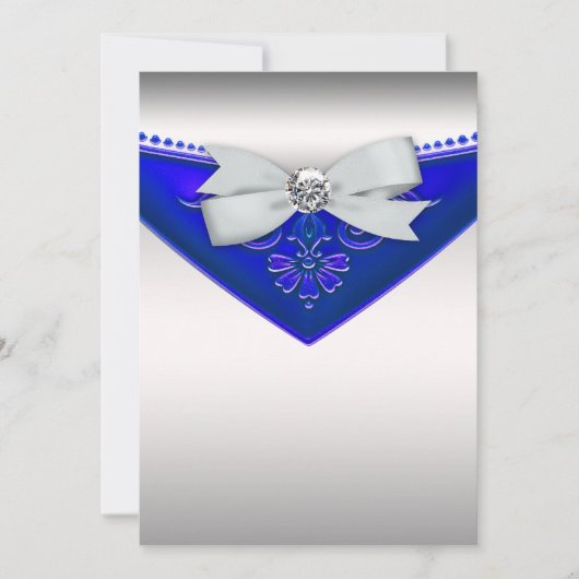 Invitation anniversaire royale bleu diamant blanc (Devant)