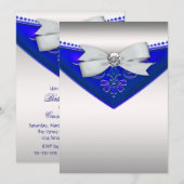 Invitation anniversaire royale bleu diamant blanc (Devant / Derrière)