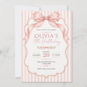Invitation Anniversaire Ruban Aquarelle Rose