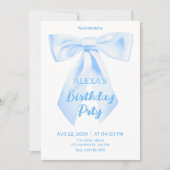 Invitation Anniversaire ruban bleu (Devant)