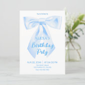 Invitation Anniversaire ruban bleu (Debout devant)