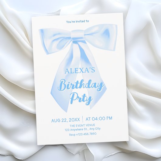 Invitation Anniversaire ruban bleu
