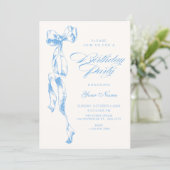 Invitation Anniversaire ruban bleu (Debout devant)