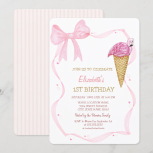 Invitation Anniversaire Ruban encre glacée rayée