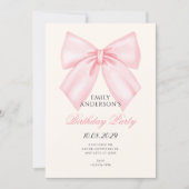 Invitation Anniversaire ruban rose (Devant)