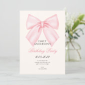 Invitation Anniversaire ruban rose (Debout devant)