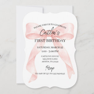 Invitation Anniversaire Ruban Rose