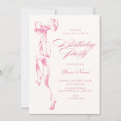 Invitation Anniversaire ruban rose (Devant)