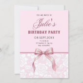 Invitation Anniversaire Ruban Rose (Devant)