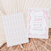Invitation Anniversaire Ruban Rose