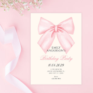 Invitation Anniversaire ruban rose