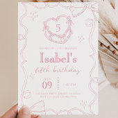 Invitation Anniversaire Ruban Rose Gâteau