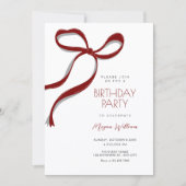 Invitation Anniversaire ruban rouge (Devant)