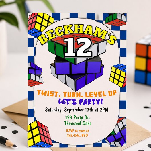 Invitation Anniversaire Rubik's Cube | Fête du Cube Puzzle