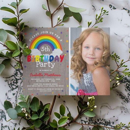 Invitation Anniversaire Russe Rainbow | Photo colorée