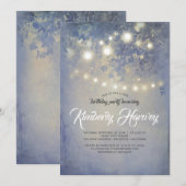 Invitation Anniversaire Rustic Garden Lumières Dusty Blue (Devant / Derrière)