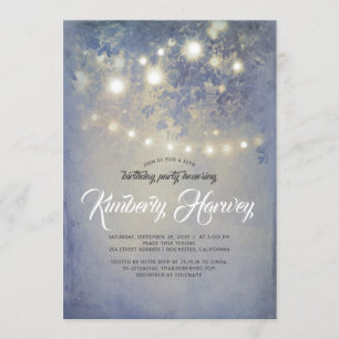 Invitation Anniversaire Rustic Garden Lumières Dusty Blue
