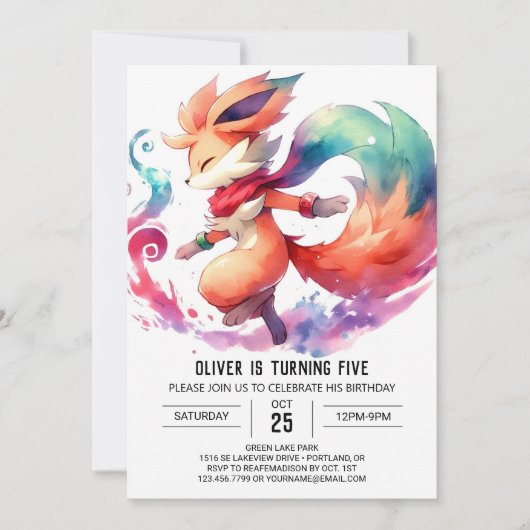 Invitation Anniversaire Rustique Chic Fox (Devant)
