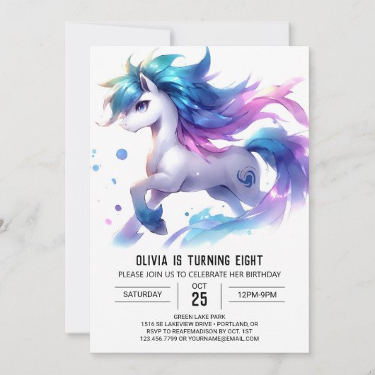 Invitation Anniversaire Rustique Custom Horse (Devant)