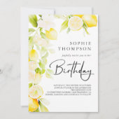 Invitation Anniversaire rustique de citrons aquarelles (Devant)