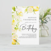 Invitation Anniversaire rustique de citrons aquarelles (Debout devant)