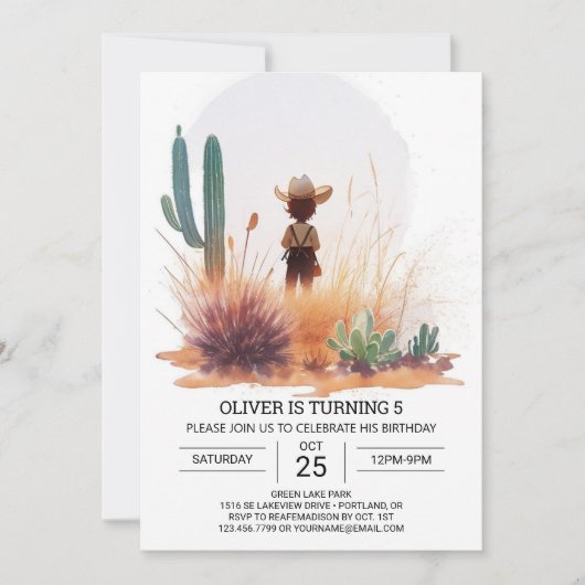 Invitation Anniversaire rustique de mignon Cowboy (Devant)