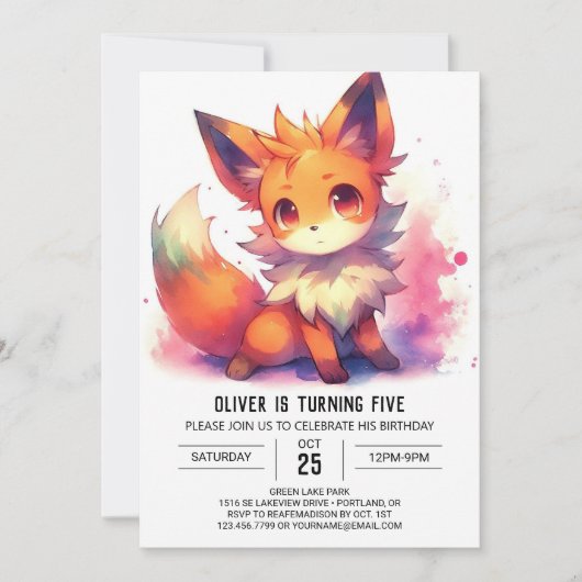 Invitation Anniversaire rustique de Renard (Devant)