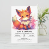 Invitation Anniversaire rustique de Renard (Debout devant)