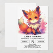 Invitation Anniversaire rustique de Renard (Devant / Derrière)