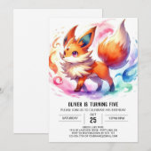 Invitation Anniversaire rustique de Renard (Devant / Derrière)