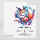 Invitation Anniversaire rustique de Renard (Devant / Derrière)