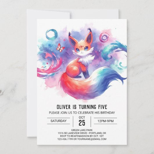 Invitation Anniversaire rustique de Renard modifiable (Devant)