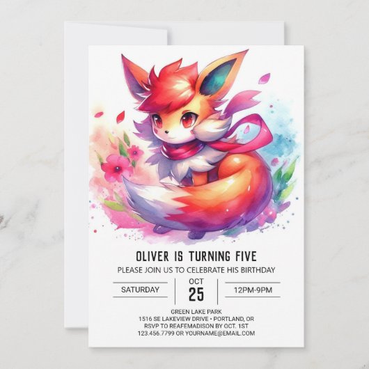Invitation Anniversaire rustique de Renard modifiable (Devant)