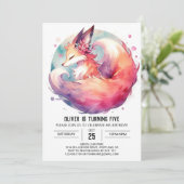 Invitation Anniversaire rustique de Renard modifiable (Debout devant)