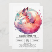 Invitation Anniversaire rustique de Renard modifiable (Devant / Derrière)