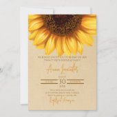 Invitation Anniversaire rustique de tournesol (Devant)