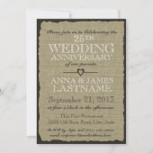 Invitation Anniversaire Rustique du Mariage Burlap (Devant)
