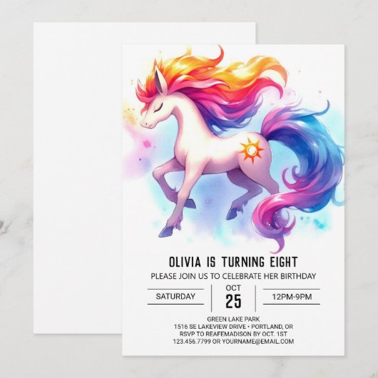 Invitation Anniversaire Rustique Editable Horse (Devant / Derrière)