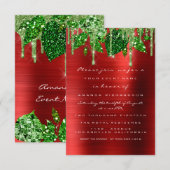 Invitation Anniversaire Rustique Forêt  Gouttes Rouges Vertes (Devant / Derrière)