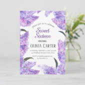 Invitation Anniversaire Rustique Lilac Sweet sixteen (Debout devant)