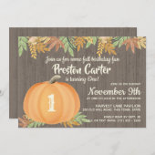 Invitation Anniversaire rustique petit Citrouille (Devant / Derrière)