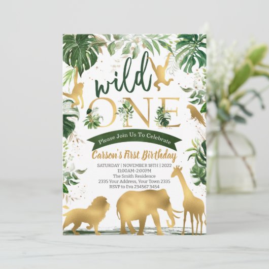 Invitation Anniversaire Safari Wild One (Debout devant)