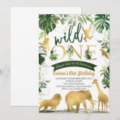 Invitation Anniversaire Safari Wild One (Devant / Derrière)