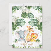 Invitation anniversaire Safari Wild One calligraph (Dos)