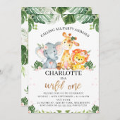 Invitation anniversaire Safari Wild One calligraph (Devant / Derrière)